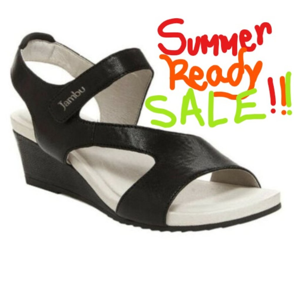 Jambu - Black Leather Sandals   ( Modena)